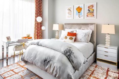 Gorgeous custom upholstered bed with storage drawers and square tufted headboard by Bespoke by Luigi Gentile. Interiors: Rona Landman. Photography: Robert Granof