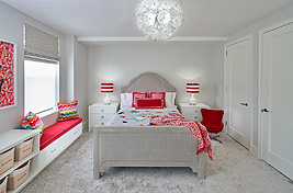 Contemporary custom Baruch upholstered headboard for children's bedroom. 
Interiors: Gale Sitomer Design. Upholstery: Bespoke by Luigi Gentile. Photography: Alex Kroke