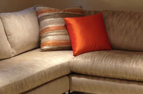 Close up of a contemporary styled custom Hudson upholstered sectional designed by Bespoke by Luigi Gentile.