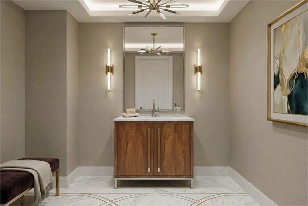 Custom Modern Bathroom Vanity with Wood Grain