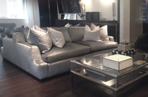 Custom upholstered back to back sofa by Bespoke by Luigi Gentile