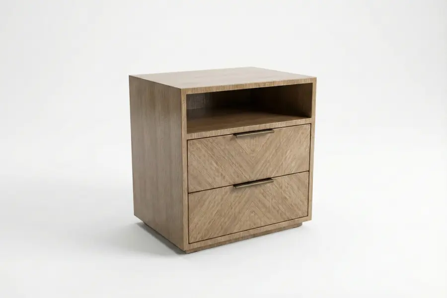 Charlotte Nightstand - Luxury Chevron Wood Nightstand for Modern Bedrooms