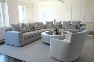 A fantastic interpretation of the Beekman sofa featuring a curved corner.