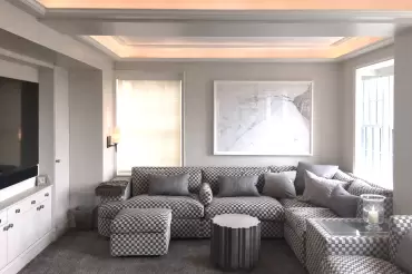 The Beekman custom sectional in this media room is the ultimate expression of comfort and versatility.