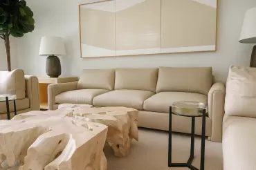 A custom Hairpin style sofa with matching flanking chaises. Wonderful composition by Donald Schermerhorn