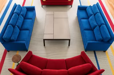 Our Chelsea sofas with a curved version as well. Striking looks and fantastic use of the space by Kim Tyler