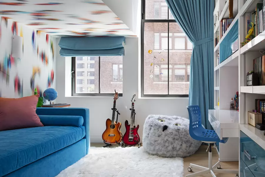 Our Chambers trundle positioned center-stage in this lovely, young musician room by Rona Landman