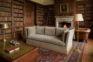 Our Knole Sofa in a classic English styled library