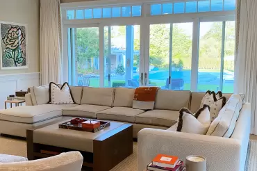 Our Moore sectional offers ample seating for the large family and friends gatherings. Great place to relax and enjoy your favorite show. Lovely by Michael Braverman!