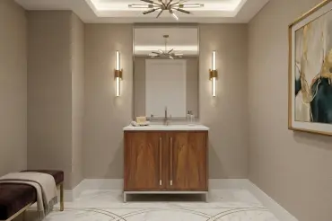 Naomi Vanity in sophisticated powder room 