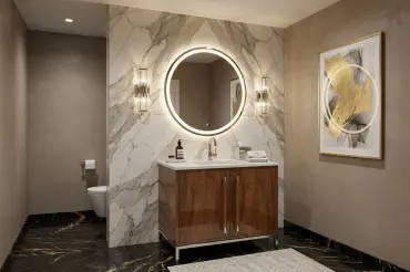 Our Naomi bathroom vanity in a luxury uptown bathroom