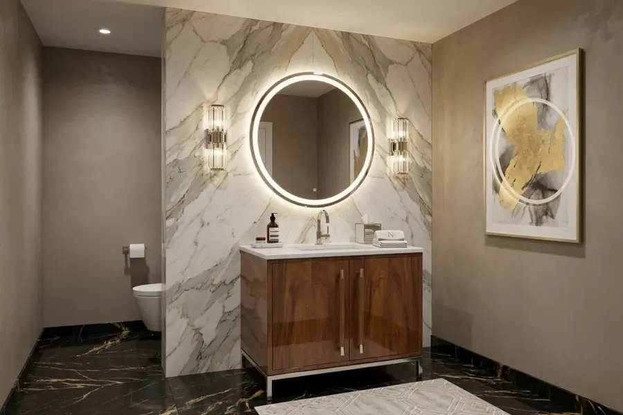 Our Naomi bathroom vanity in a luxury uptown bathroom