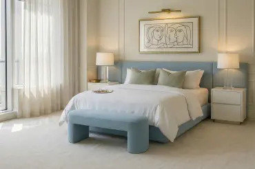 The Pilon bench is the pefect addition to any bedroom. A comfortable place to sit as well as a stylistically defigning statement.  