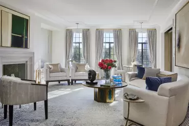 Our custom Whitehall curved sectional is the perfect sofa to enjoy peace and serenety at home in front of the fireplace.