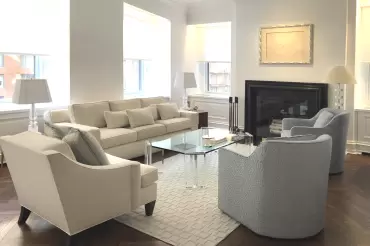 A pair of out Mc Dougall Chais and a large Whitehall sofa complete this lovely living room by Ilene Wetson