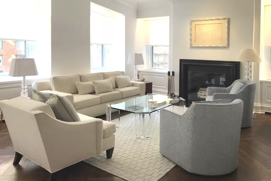 A pair of out Mc Dougall Chais and a large Whitehall sofa complete this lovely living room by Ilene Wetson
