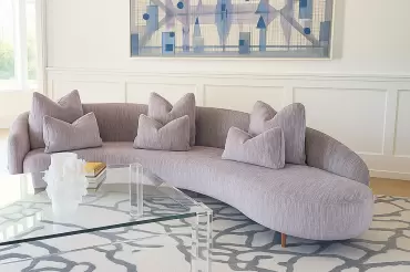 Perfect use of our Whitney sofa by Michael Braverman. Soft, down and Feather  throw pillows and lumbar pillows for perfect comfort.