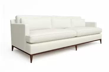 Discover the Greenwich Sofa by BESPOKE by Luigi Gentile. A custom-made sofa with recessed arms, walnut base, and plush cushions, tailored to your specifications