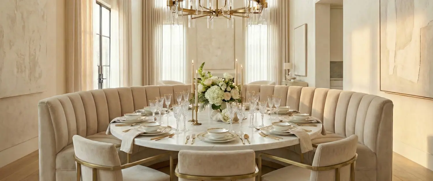 Centaurus Semi circular banquette with channeled back