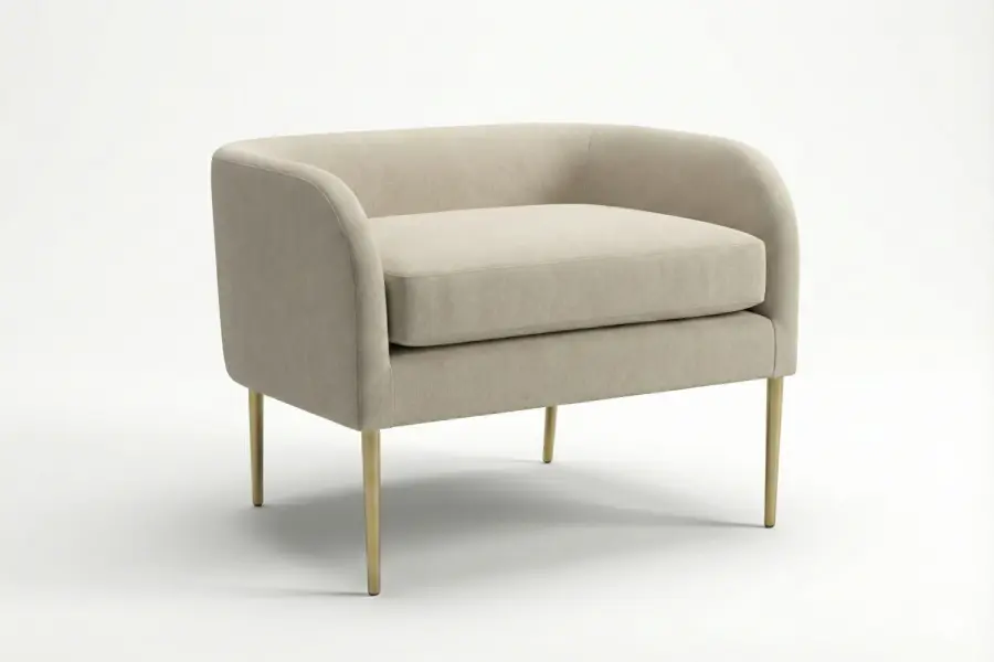 Laurent Bench - Laurent Barrel-Back Bench with Tapered Metal Legs