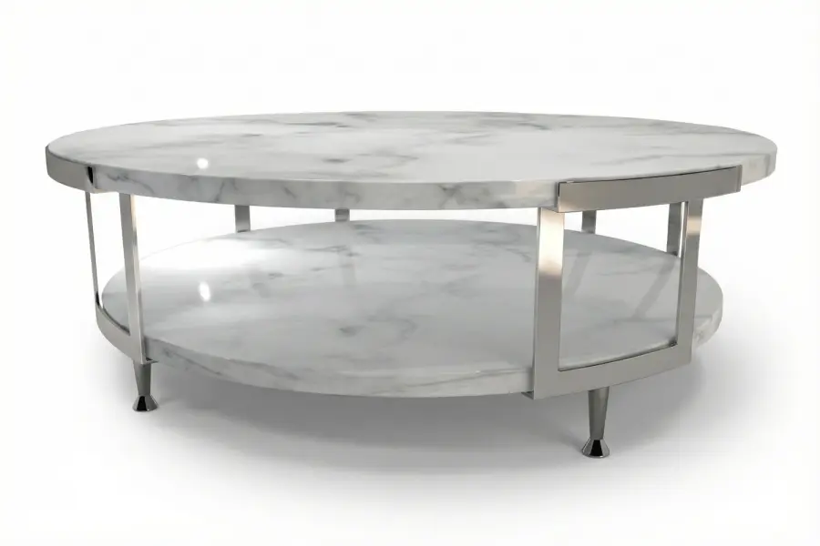 Luna Piena Coffee Table - Luna Piena Coffee Table — Marble & Nickel