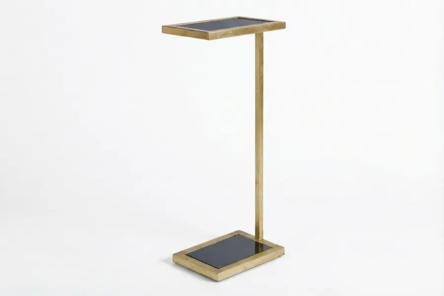 Potter Sofa Table - Potter Sofa Table — Black Glass & Gold Leaf