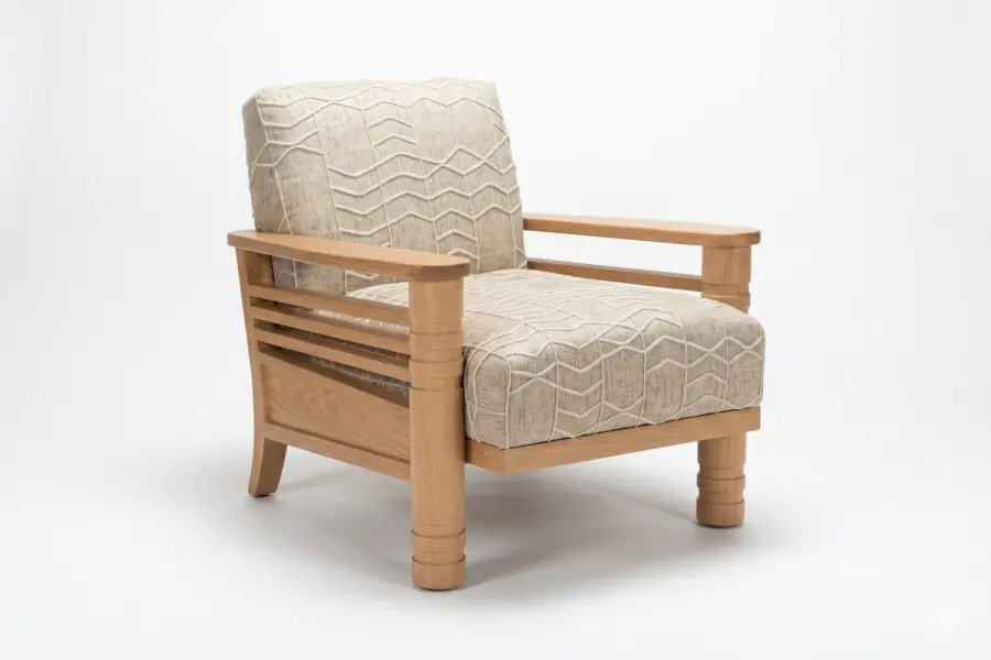 Rockies Chair - custom wood framed club chair in white oak and upholstery