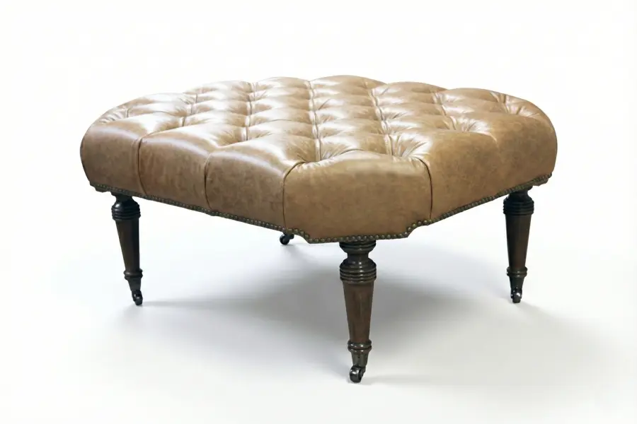 Van Dam Ottoman - Van Dam Tufted Leather Ottoman