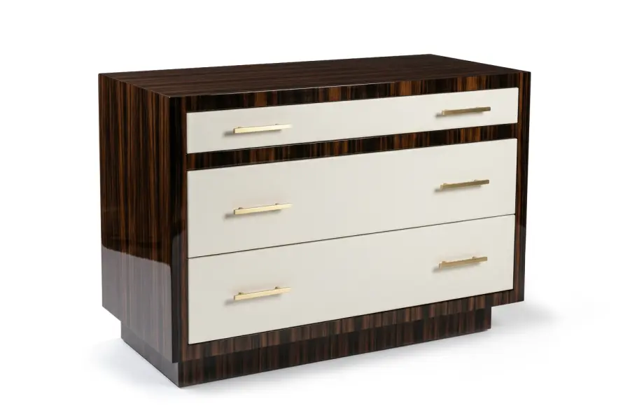 Vanderbilt Nightstand - Custom macassar and leather nightstand
